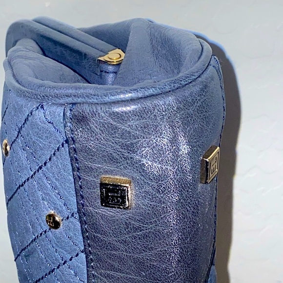 Elliott Lucca Blue Studded Leather Long Clutch EUC - Picture 13 of 13